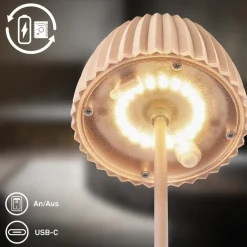 Briloner LED-bordlampe med batteri Brilo unplugged Riffle, 20 cm, beige