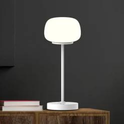 LED-bordlampe Pina hvid Højde 27,8 cm Metal/glas Touch^Näve Clearance