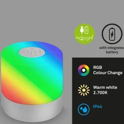 Briloner LED-bordlampe Smal, krom, RGBW, plast, 7 cm