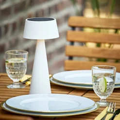 LED-bordlampe Solino, hvid, solcelle/USB, 26 cm, IP44^Sigor Outlet