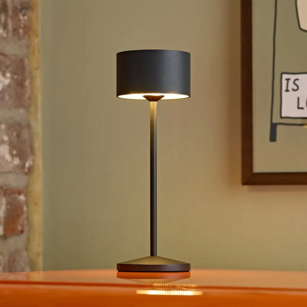 Sigor LED-bordlampe Veluna, sort, højde 25 cm IP44 dæmpbar CCT