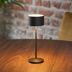 Sigor LED-bordlampe Veluna, sort, højde 25 cm IP44 dæmpbar CCT