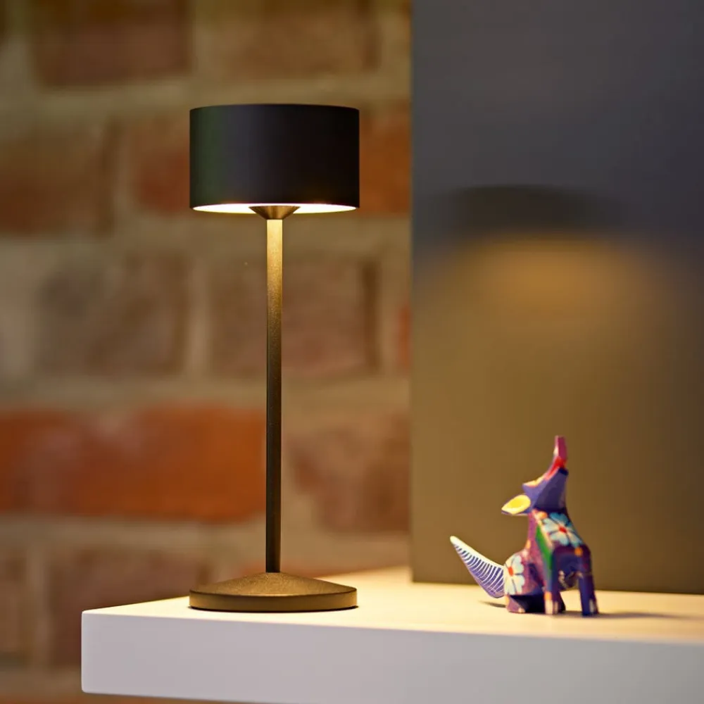 Sigor LED-bordlampe Veluna, sort, højde 25 cm IP44 dæmpbar CCT