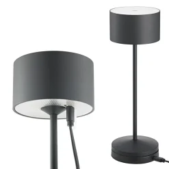 Sigor LED-bordlampe Veluna, sort, højde 25 cm IP44 dæmpbar CCT