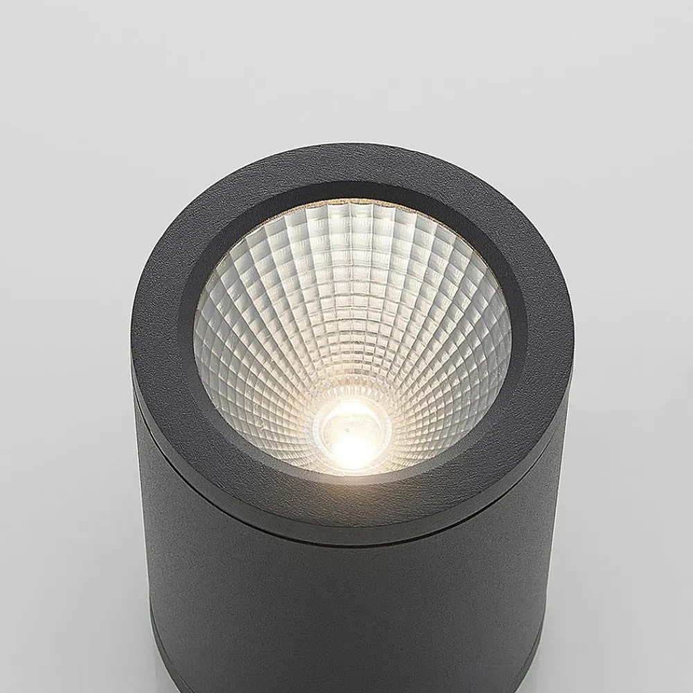 Lucande LED-downlight Embla af aluminium IP54, mørkegrå