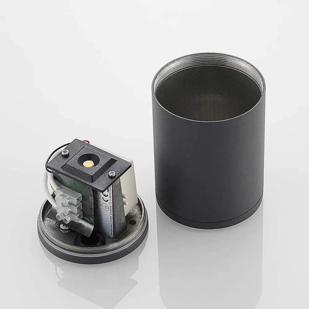 Lucande LED-downlight Embla af aluminium IP54, mørkegrå