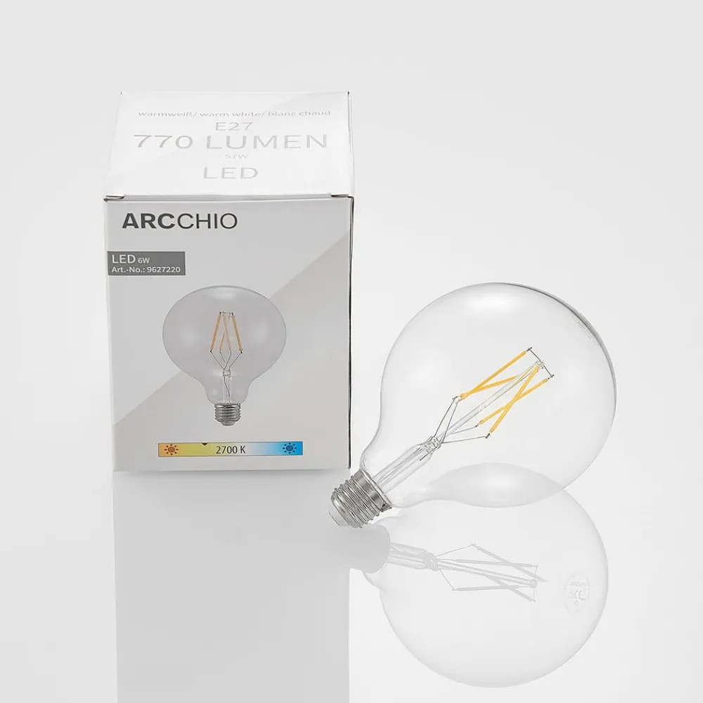 LED-filament E27 6 W 2.700 K G125 Globe klar 3 stk^Arcchio New