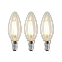 Arcchio LED-filamentpære E14 4 W 827 kerte, dæmpes, 3 stk