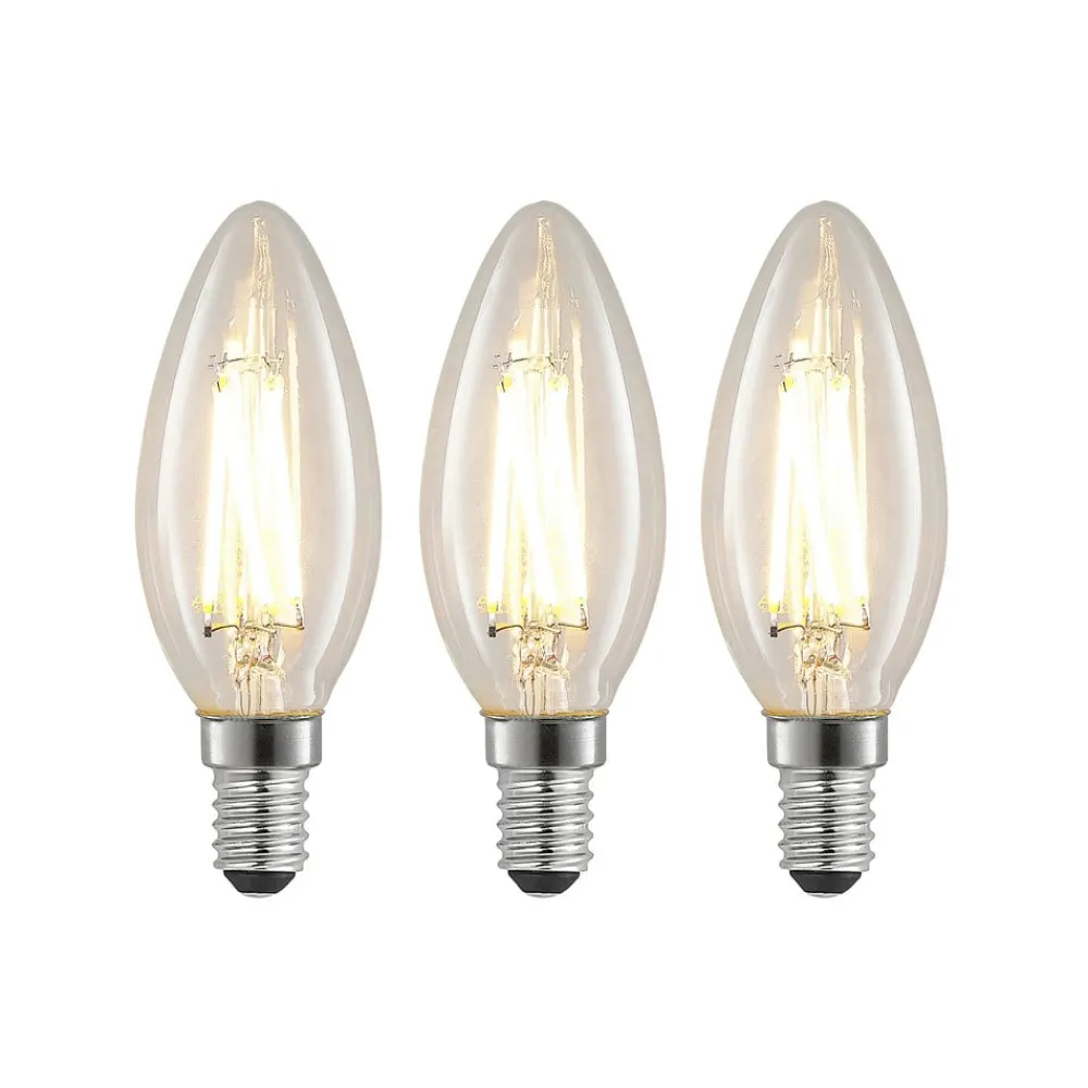 Arcchio LED-filamentpære E14 4 W 827 kerte, dæmpes, 3 stk