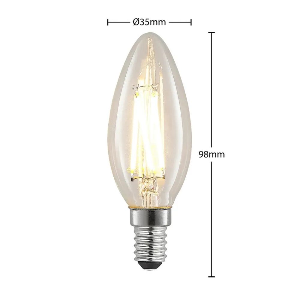 Arcchio LED-filamentpære E14 4 W 827 kerte, dæmpes, 3 stk