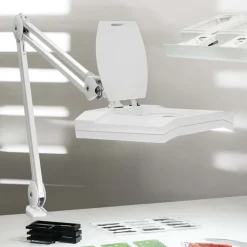 Maul Bordlamper>LED-forstørrelseslys vitrum, hvid, klemme, metal