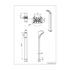 LED-gadelampe Beja, antracit, aluminium, højde 100 cm^Reality Leuchten Best