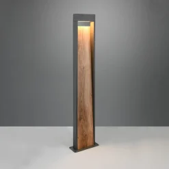 Trio Lighting LED-gadelampe SALMON, trælook, højde 100 cm metal, IP44