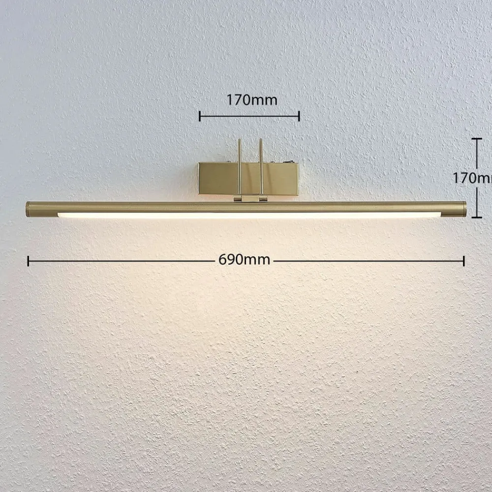 Lindby LED-gallerilampe Mailine med kontakt, messing