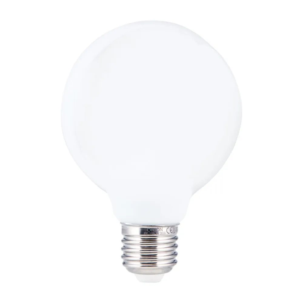 ORION LED-globepære E27 8 W G95 2.700 K opal, kan dæmpes