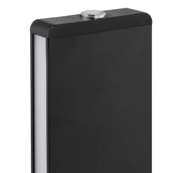 LED-gulvlampe Arcus, sort/brun, højde 126 cm, metal/træ^Brilliant Online