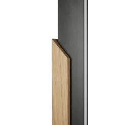 LED-gulvlampe Arcus, sort/brun, højde 126 cm, metal/træ^Brilliant Online