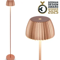 LED-gulvlampe Brilo unplugged Riffle, kobberfarvet^Briloner Online