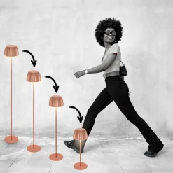 LED-gulvlampe Brilo unplugged Riffle, kobberfarvet^Briloner Online