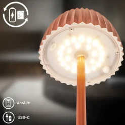 LED-gulvlampe Brilo unplugged Riffle, kobberfarvet^Briloner Online