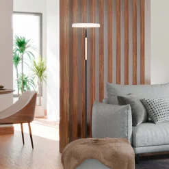 Trio Lighting Gang|Gulvlamper>LED-gulvlampe Celeste hvid/brun 160 cm glas/metal Touchdim