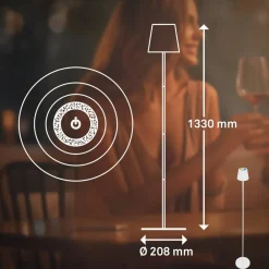 LED-gulvlampe Coloris, hvid, RGB, dæmper, IP44, USB^Briloner