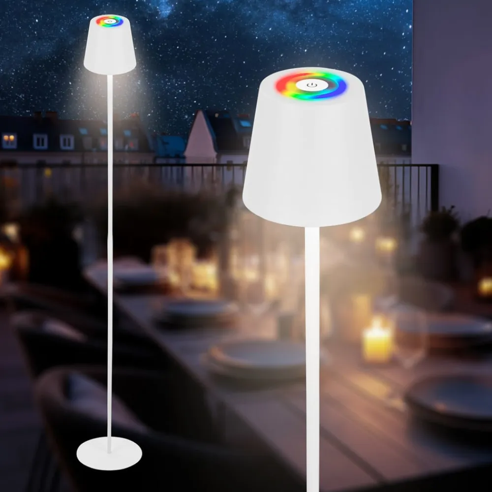 LED-gulvlampe Coloris, hvid, RGB, dæmper, IP44, USB^Briloner