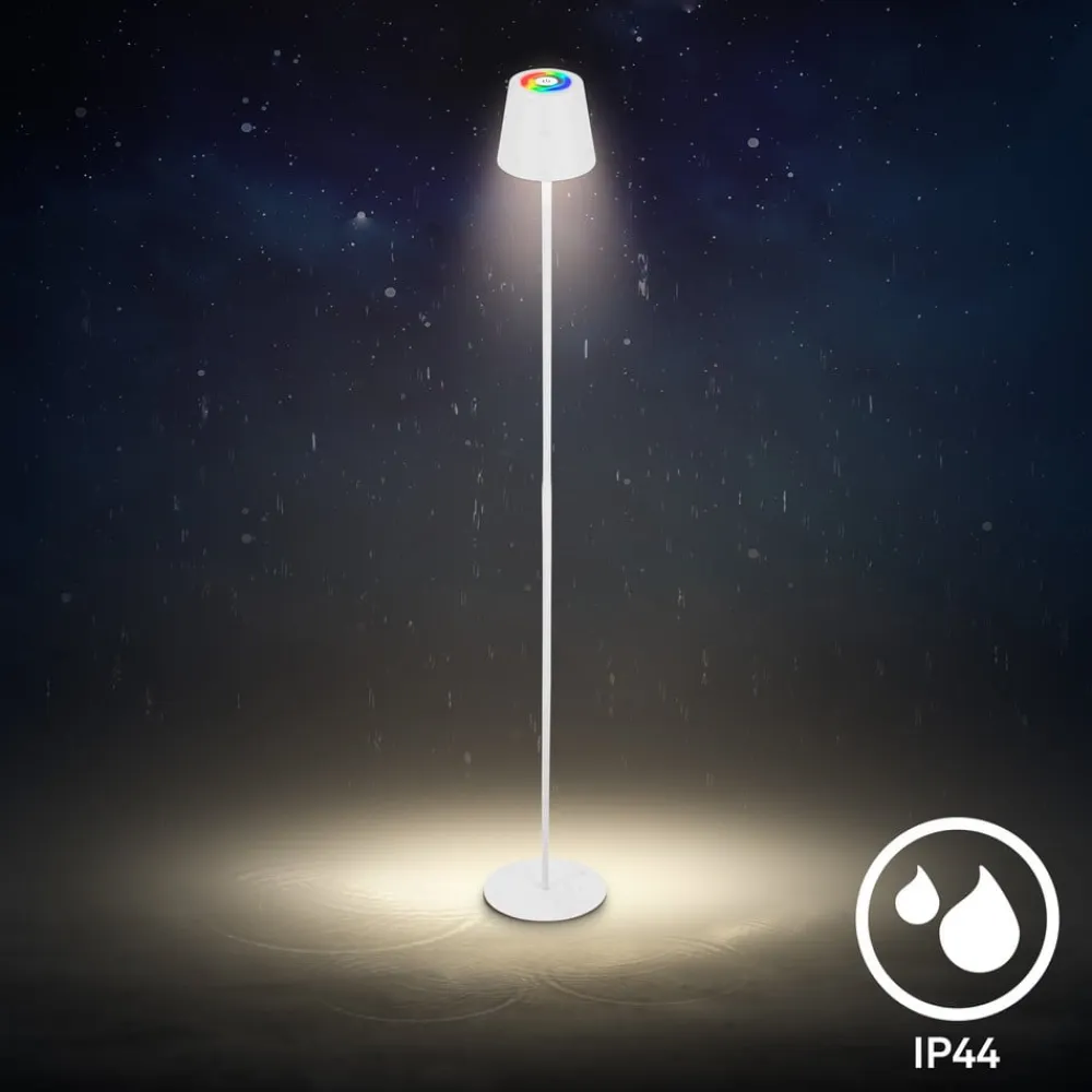 LED-gulvlampe Coloris, hvid, RGB, dæmper, IP44, USB^Briloner