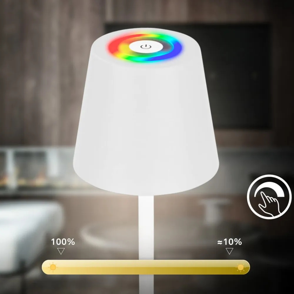 LED-gulvlampe Coloris, hvid, RGB, dæmper, IP44, USB^Briloner