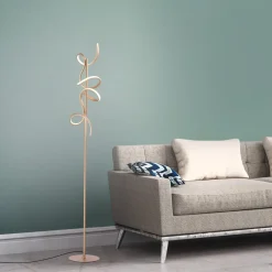 JUST LIGHT. GmbH LED-gulvlampe Curls, messing, metal, 156 cm høj, dæmpbar