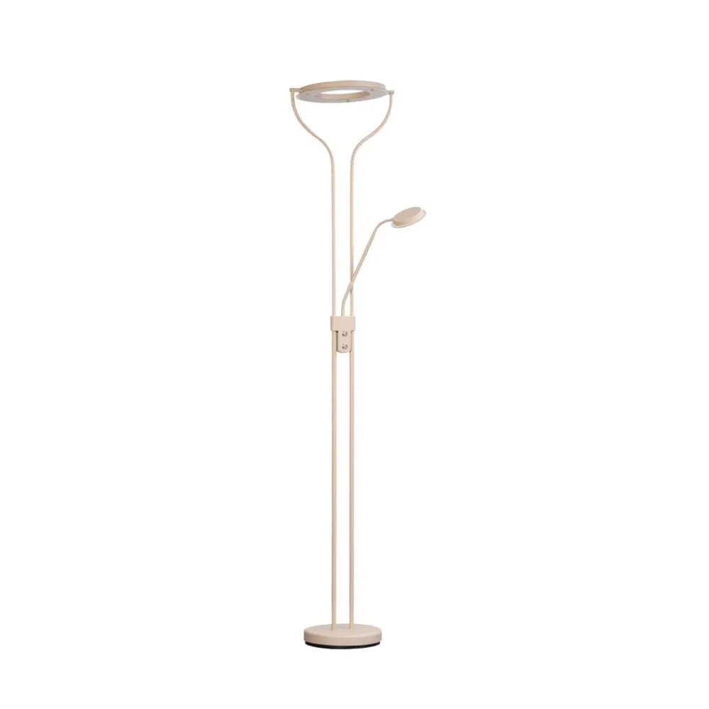 FISCHER & HONSEL Gulvlamper>LED-gulvlampe Davos, sandfarvet, højde 180 cm, 2 lyskilder, CCT