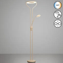 FISCHER & HONSEL Gulvlamper>LED-gulvlampe Davos, sandfarvet, højde 180 cm, 2 lyskilder, CCT