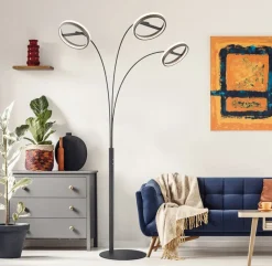 LED-gulvlampe Della, højde 190 cm, sort/mørkegrå, 3 lyskilder.^Globo Best
