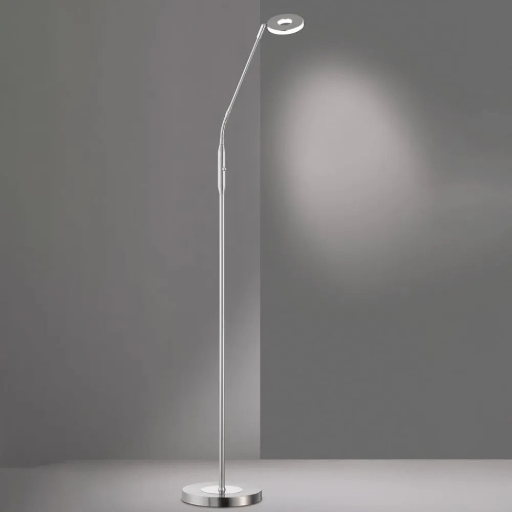FISCHER & HONSEL LED-gulvlampe Dent, CCT, enkeltlys, nikkel