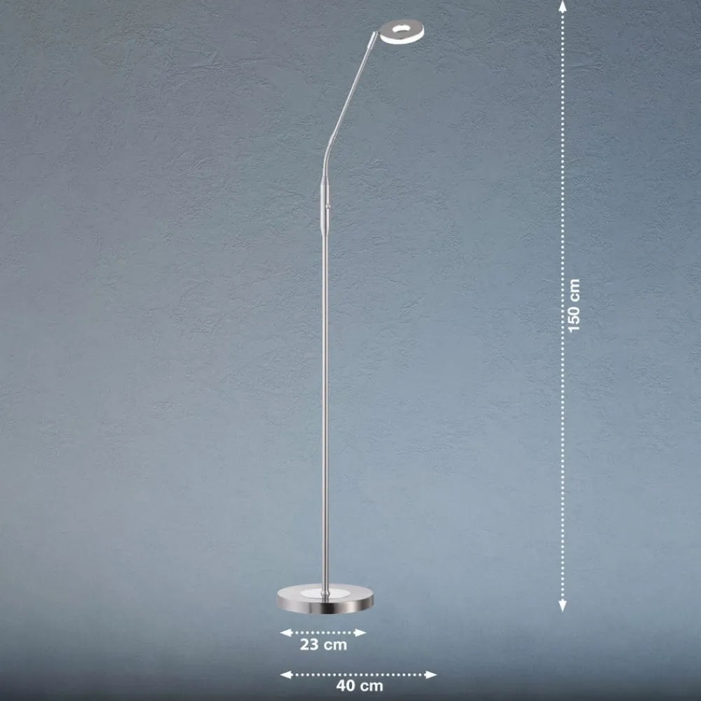 FISCHER & HONSEL LED-gulvlampe Dent, CCT, enkeltlys, nikkel