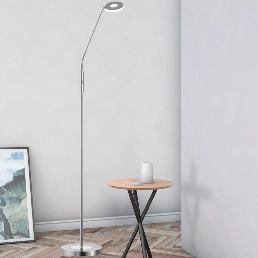 FISCHER & HONSEL LED-gulvlampe Dent, CCT, enkeltlys, nikkel