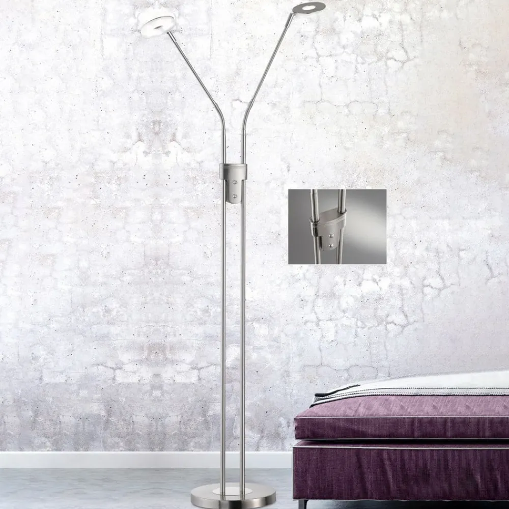FISCHER & HONSEL Gulvlamper|Gulvlamper>LED-gulvlampe Dent, CCT, to lys, nikkel