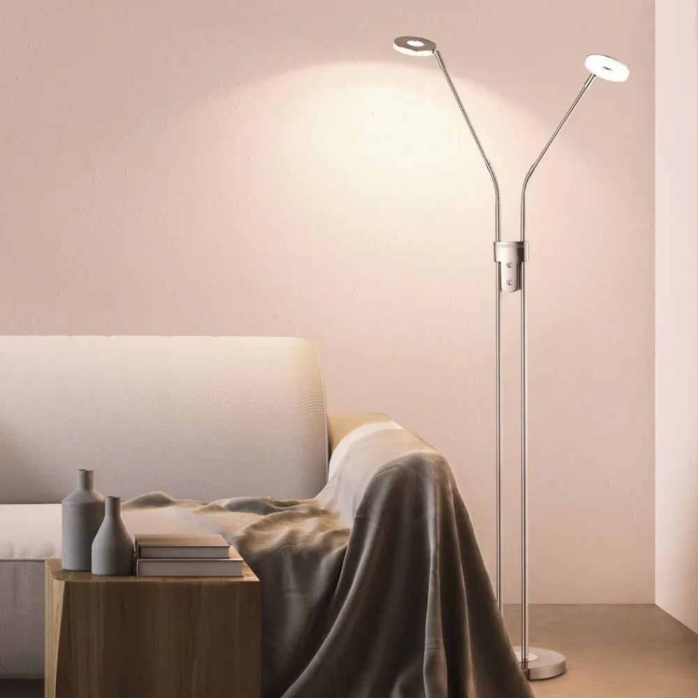 FISCHER & HONSEL Gulvlamper|Gulvlamper>LED-gulvlampe Dent, CCT, to lys, nikkel