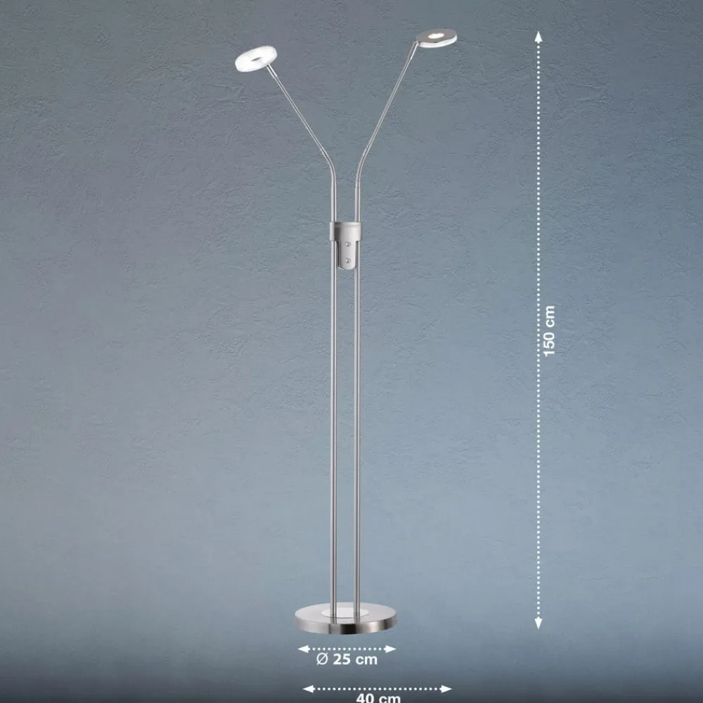 FISCHER & HONSEL Gulvlamper|Gulvlamper>LED-gulvlampe Dent, CCT, to lys, nikkel