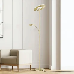 FISCHER & HONSEL LED-gulvlampe Dent, messingfarvet, 180 cm, CCT, 2 lyskilder
