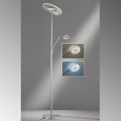 FISCHER & HONSEL LED-gulvlampe Dent, nikkelfarvet, 180 cm, CCT, 2 lyskilder