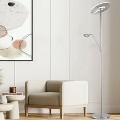 FISCHER & HONSEL LED-gulvlampe Dent, nikkelfarvet, 180 cm, CCT, 2 lyskilder