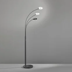 LED-gulvlampe Dent, sort, 185 cm, metal, CCT, 3 lyskilder.^FISCHER & HONSEL Hot