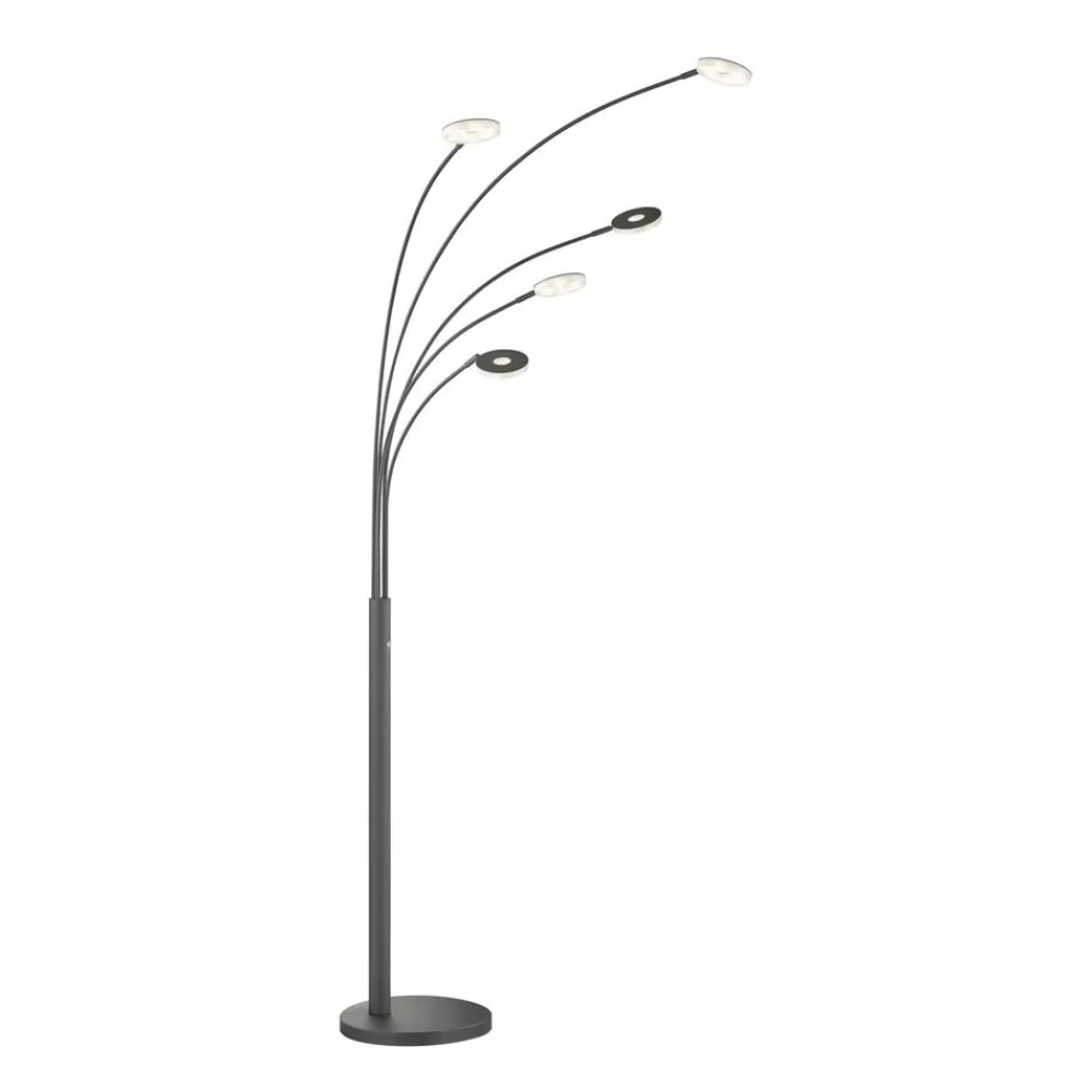 FISCHER & HONSEL Gulvlamper|Gulvlamper>LED-gulvlampe Dent, sort, 225 cm, metal, CCT, 5 lyskilder.