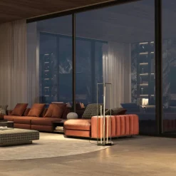 LED-gulvlampe Grid, sort/guld, metal, CCT, dæmpbar^FISCHER & HONSEL Clearance