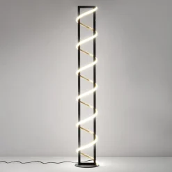 LED-gulvlampe Gwen, sort/guld, metal, CCT, dæmpbar^FISCHER & HONSEL Hot