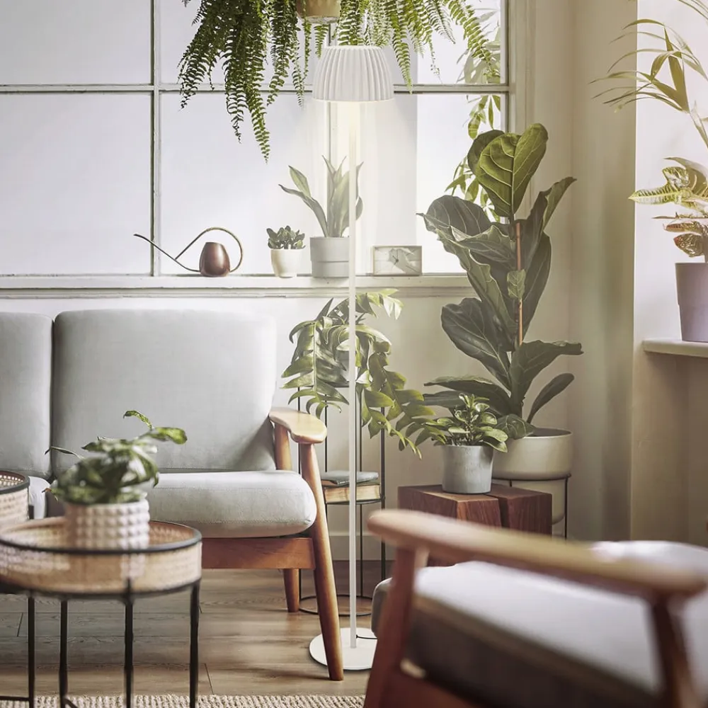 Briloner LED-gulvlampe Loca, antik hvid, højde 123 cm, plast/metal