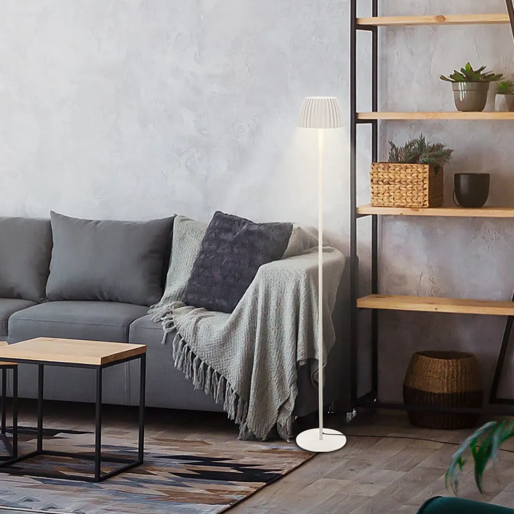 Briloner LED-gulvlampe Loca, antik hvid, højde 123 cm, plast/metal