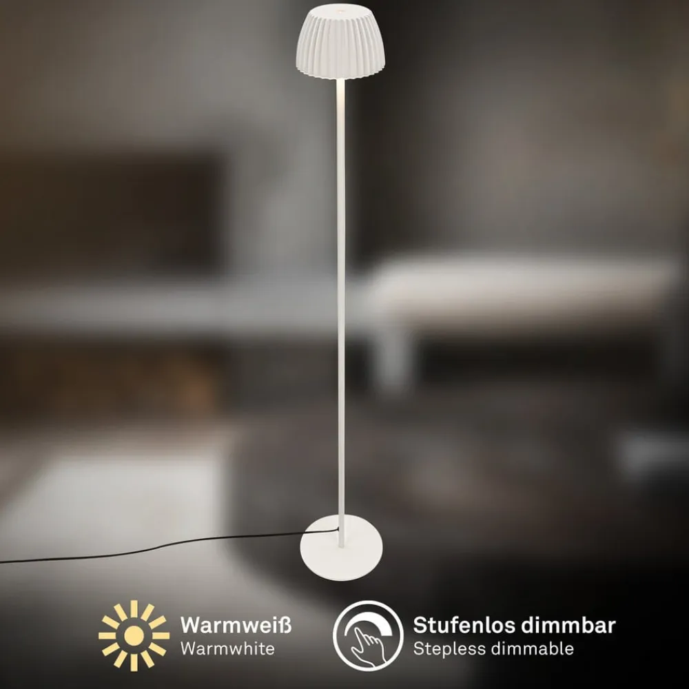 Briloner LED-gulvlampe Loca, antik hvid, højde 123 cm, plast/metal