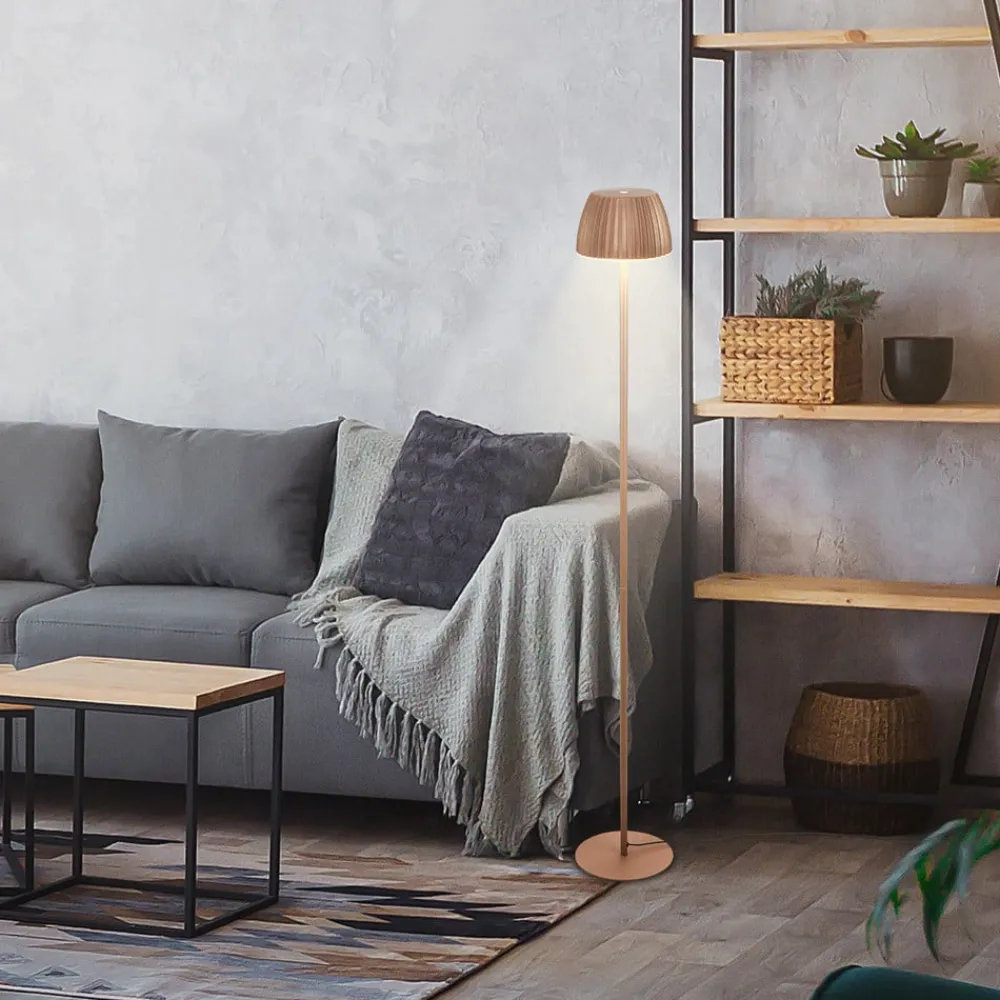 Briloner Gulvlamper>LED-gulvlampe Loca, brun, højde 123 cm, plast/metal